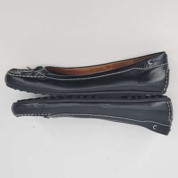 Eddie Bauer 10M Leather Tassel Loafers Womens Black Flats Non Slip Rubber Sole - Picture 5 of 7